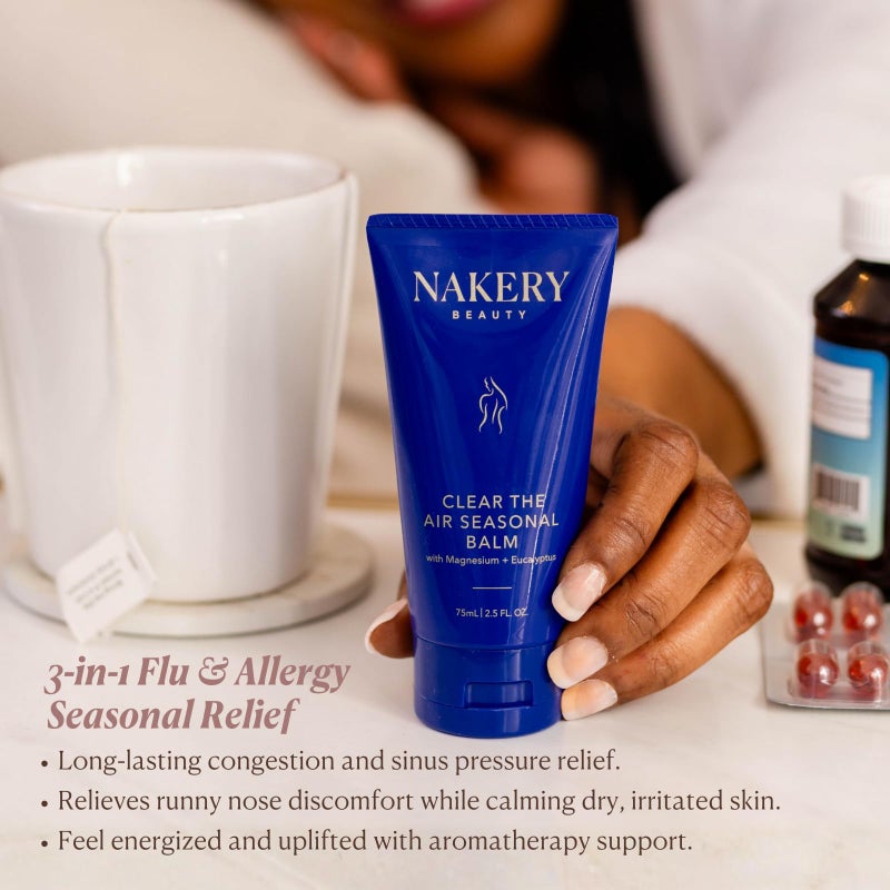 Nakery Clear The Air Seasonal Balm, Sinus Relief Balm for Congestion, Natural Chest Rub for Colds & Flu, Clean Skincare with Eucalyptus, Menthol & Shea Butter, Soothing Botanical Vapor Rub - Image 3